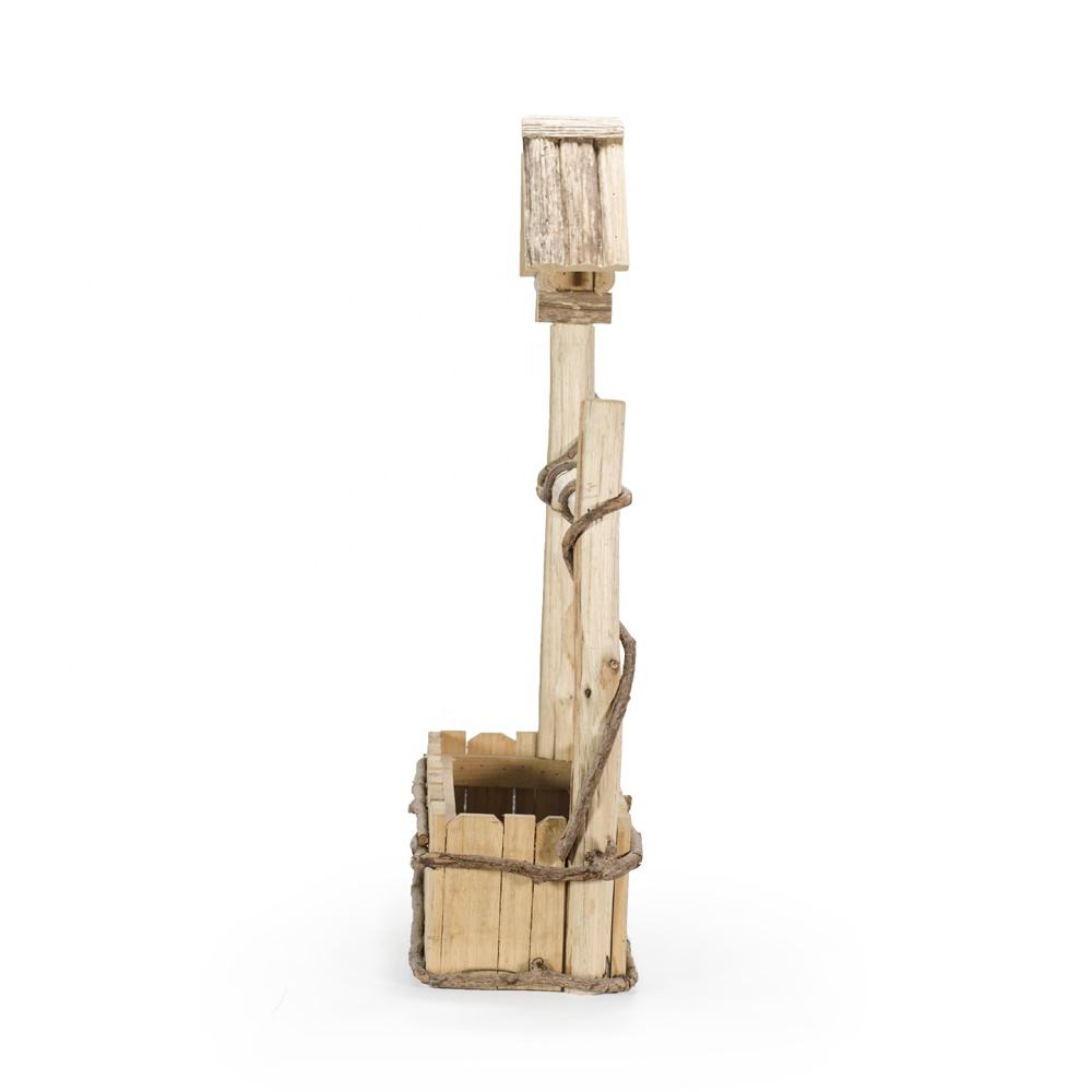 Natural Wood Planter with Bird House