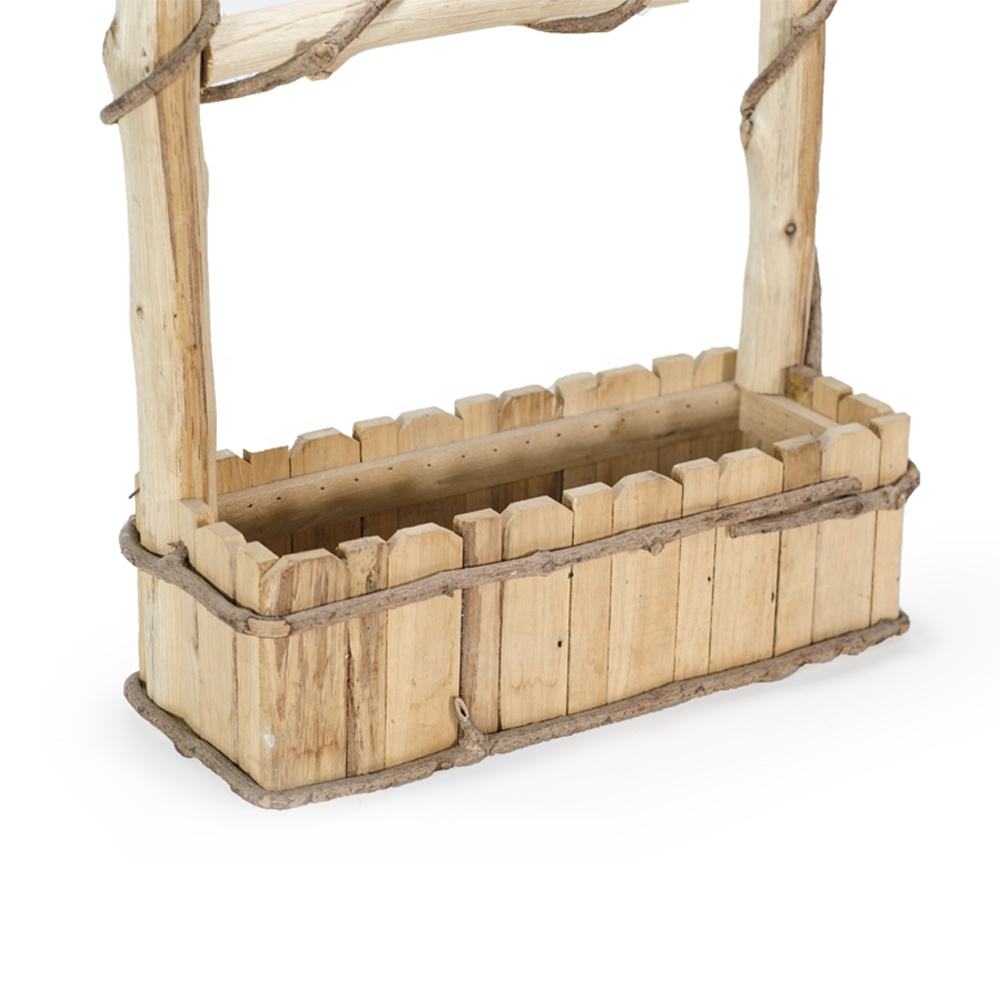 Natural Wood Planter with Bird House